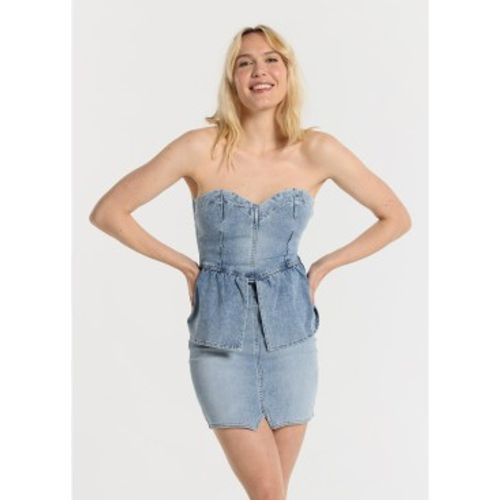 Robe courte en denim avec épaules décollées et volant (S), Casuel, Coton, Polyester, Sans manches / br - Lois Jeans - Modalova