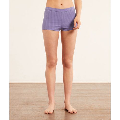 Pantalón corto, tejido canalé - BOY LEG - XS - Violeta - Mujer - Etam - Modalova