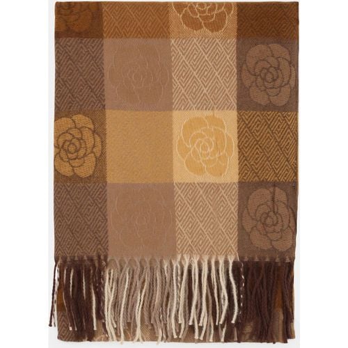 Foulard a quadri e rose con frange - Imperial - Modalova