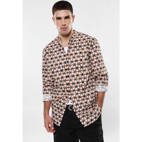 Camicia geometrica in puro cotone con colletto alla coreana - Imperial - Modalova