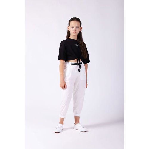Pantaloni bambina slim-fit cropped in puro cotone con cintura - Imperial - Modalova