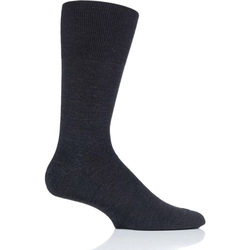 Pair Anthracite Melange Airport Plain Virgin Wool and Cotton Business Socks Men's 8.5-9.5 Mens - Falke - Modalova