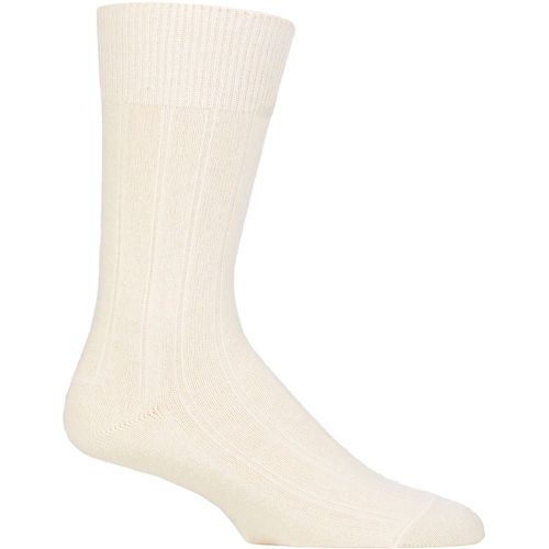 Mens 1 Pair Falke Lhasa Rib Cashmere Blend Casual Socks Pearl 8.5-11 - SockShop - Modalova