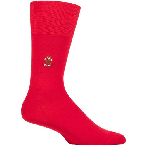 Mens 1 Pair Airport Gingerbread Man Embroidered Wool Cotton Socks Scarlet 5.5-6.5 Mens - Falke - Modalova