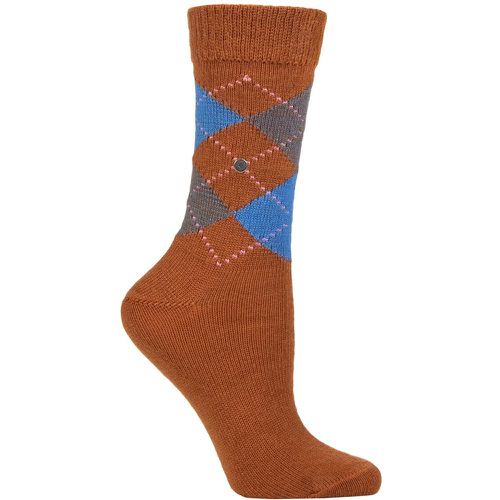 Women's 1 Pair Whitby Extra Soft Argyle Socks Rust 3.5-7 Ladies - Burlington - Modalova