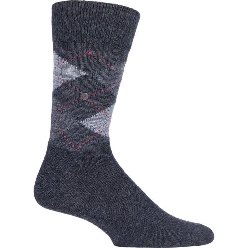 Mens 1 Pair Preston Extra Soft Feeling Argyle Socks Charcoal / 46-50 - Burlington - Modalova