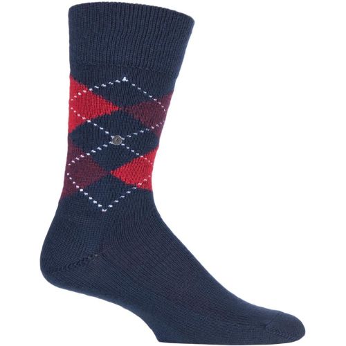 Pair Navy / Red Preston Extra Soft Feeling Argyle Socks Men's 6.5-11 Mens - Burlington - Modalova