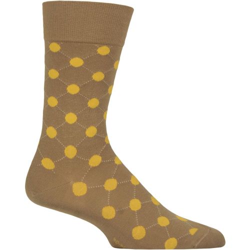 Mens 1 Pair Burlington Daybreaker Large Spots Cotton Socks Beige 6.5-11 Mens - SockShop - Modalova