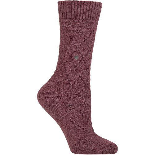 Women's 1 Pair Argyle Wool Cotton Boot Socks Burgundy 3.5-7 Ladies - Burlington - Modalova