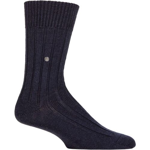 Mens 1 Pair Burlington Dover Virgin Wool Ribbed Socks Navy 6.5-11 Mens - SockShop - Modalova