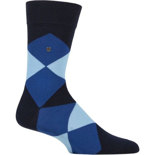 Mens 1 Pair Clyde Cotton All Over Blend Argyle Socks Marine 6.5-11 Mens - Burlington - Modalova