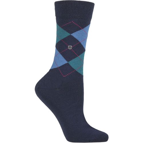 Women's 1 Pair Marylebone Argyle Wool Socks Navy / Green 3.5-7 Ladies - Burlington - Modalova