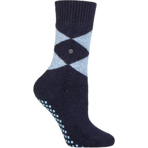 Women's 1 Pair Cosy Argyle Wool Slipper Socks Navy 3.5-7 Ladies - Burlington - Modalova