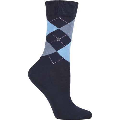 Women's 1 Pair Covent Garden Cotton Argyle Socks Navy 3.5-7 Ladies - Burlington - Modalova