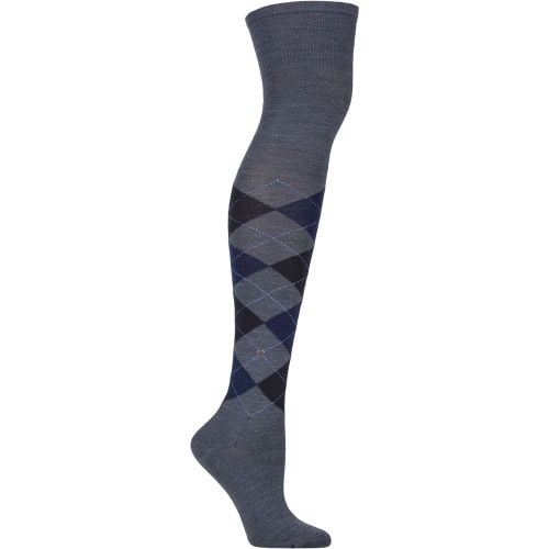 Women's 1 Pair Burlington Marylebone Argyle Wool Overknee Socks Dark Melange 3.5-7 Women - SockShop - Modalova