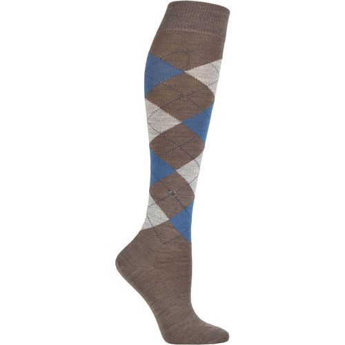 Ladies 1 Pair Marylebone Argyle Wool Knee High Socks / Blue - Burlington - Modalova