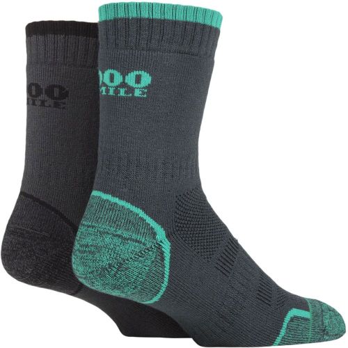 Mens and Women's 2 Pair Single Layer Walking Socks Emerald/Charcoal 12-14 Mens - 1000 Mile - Modalova