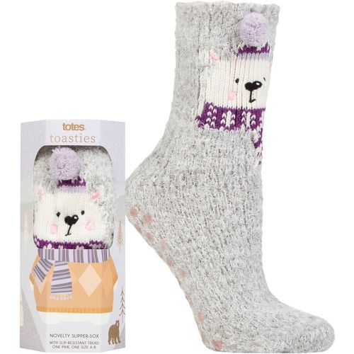 Ladies 1 Pair Cosy Novelty Slipper Socks Bear 4-8 Ladies - Totes - Modalova