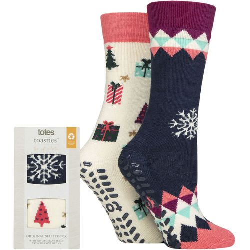 Ladies 2 Pair Totes Originals Slipper Socks Festive 4-8 Ladies - SockShop - Modalova