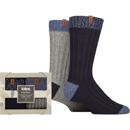 Mens 2 Pair Totes Chunky Twist Thermal Boot Socks Navy / Grey 8-11 Mens - SockShop - Modalova