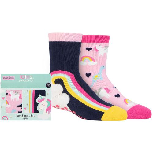 Girls 2 Pair Tots Originals Novelty Slipper Socks Unicorn Rainbow 2-3 Years - Totes - Modalova