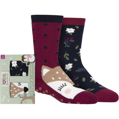 Girls 2 Pair Tots Originals Novelty Slipper Socks Deer 1-2 Years - Totes - Modalova