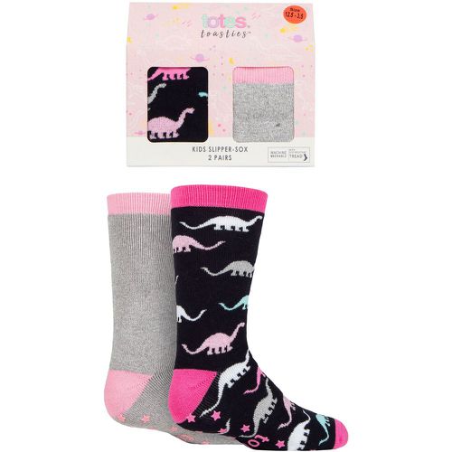 Girls 2 Pair Originals Novelty Slipper Socks Dinosaur 4-6 Years - Totes - Modalova