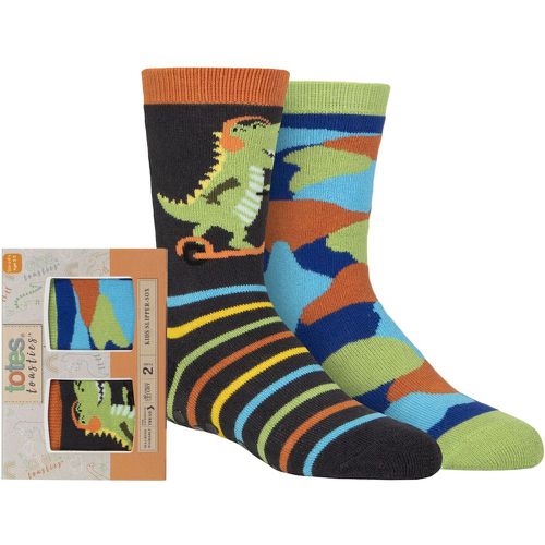 Boys 2 Pair Tots Originals Novelty Slipper Socks Dinosaur 1-2 Years - Totes - Modalova