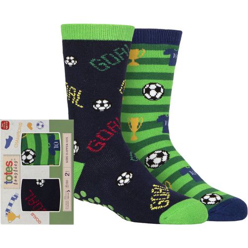 Boys 2 Pair Originals Novelty Slipper Socks Football 7-10 Years - Totes - Modalova