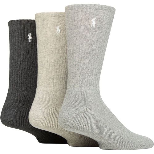 Mens 3 Pair Classic Cotton Sport Socks Charcoal / / Light OS - Ralph Lauren - Modalova