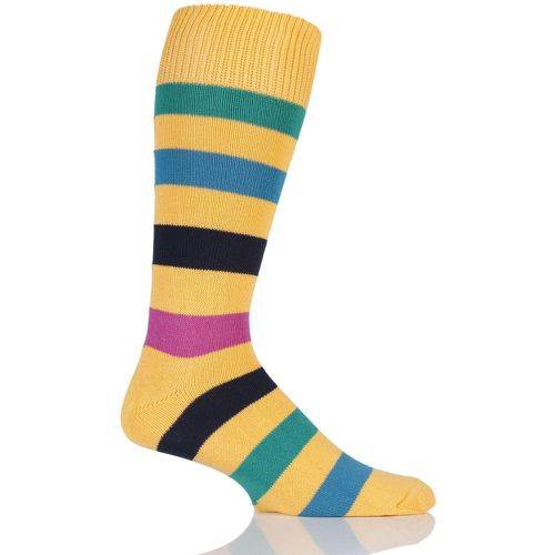 Pair Marigold / Multi of London Bold Broad Stripe Cotton Socks Men's 7-11 Mens - SOCKSHOP of London - Modalova