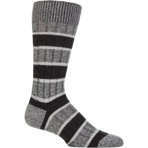 Mens 1 Pair Stalbridge 85% Cashmere Striped Ribbed Socks Charcoal 10-12 Mens - Pantherella - Modalova