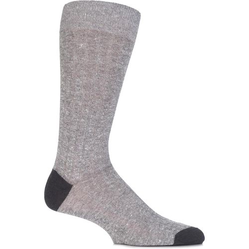 Mens 1 Pair Hamada Cotton and Linen Blend Socks Pewter 10-12 - Pantherella - Modalova