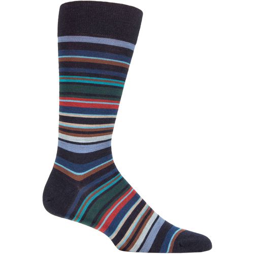 Mens 1 Pair Quakers Merino Wool Striped Socks Navy 10-12 Mens - Pantherella - Modalova