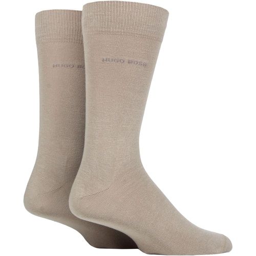 Mens 2 Pair BOSS Plain Cotton Socks Medium Beige 8.5-11 Mens - Hugo Boss - Modalova