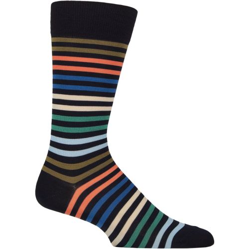 Mens 1 Pair Pantherella Kilburn Striped Cotton Lisle Socks Navy 10-12 Mens - SockShop - Modalova