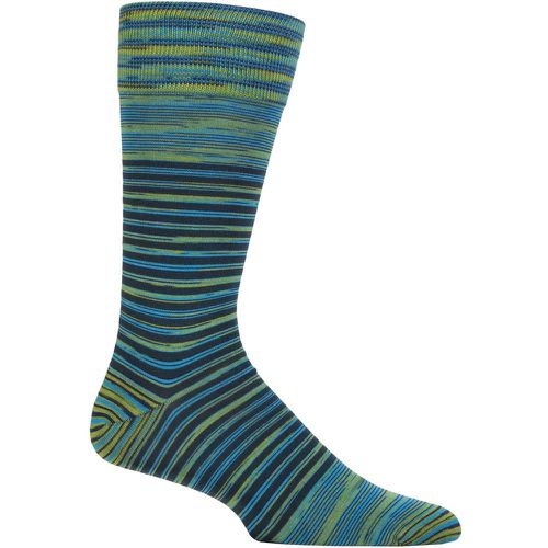 Mens 1 Pair Aurelia Space Dye Striped Organic Cotton Socks with Comfort Cuff Lime 7.5-9.5 Mens - Pantherella - Modalova