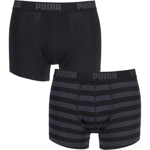 Pack Plain and Striped Cotton Boxer Shorts Men's Small - Puma - Modalova