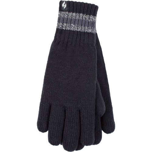 Mens 1 Pack SOCKSHOP Cedar Stripe Cuff Gloves Navy S/M - Heat Holders - Modalova