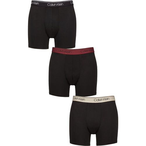 Mens 3 Pack Calvin Klein Microfiber Stretch Classic Fit Boxer Briefs / Syrah / Cocoon M - SockShop - Modalova