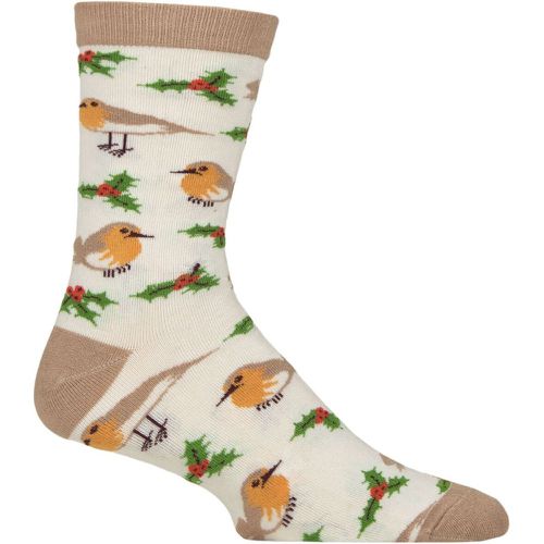 Mens and Women's 1 Pair Shared Earth Fair Trade Christmas Bamboo Socks Robins UK 3-7 - SockShop - Modalova