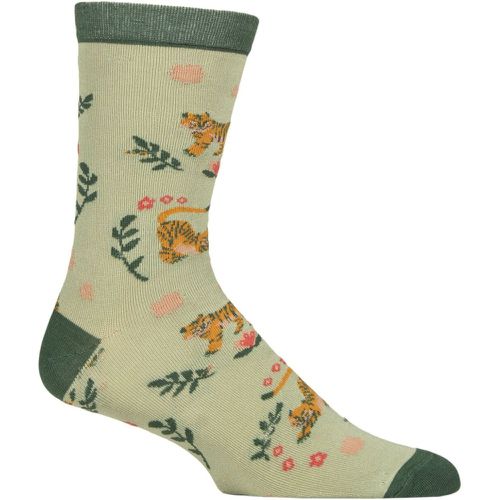 Mens and Women's 1 Pair Shared Earth Fair Trade Indian Inspired Bamboo Socks Tigers UK 3-7 - SockShop - Modalova