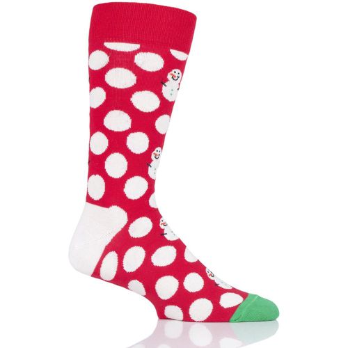 Pair Multi Christmas Big Dot Snowman Combed Cotton Socks Unisex 7.5-11.5 Unisex - Happy Socks - Modalova