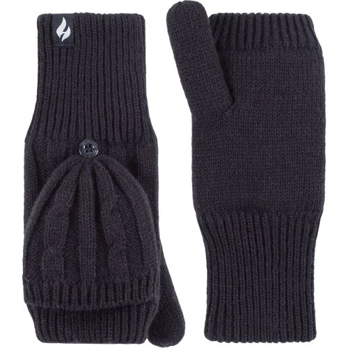 Ladies 1 Pair SOCKSHOP Ash Cable Knit Converter Mittens Navy One Size - Heat Holders - Modalova