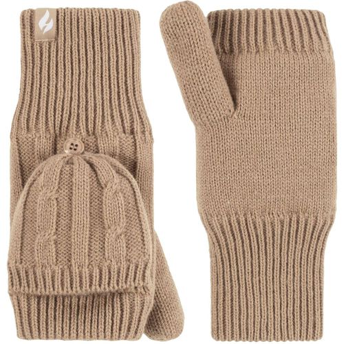 Women's 1 Pair SOCKSHOP Ash Cable Knit Converter Mittens Beige One Size - Heat Holders - Modalova