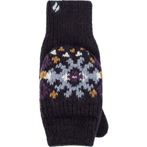 Women's 1 Pack SOCKSHOP Heather Patterned Converter Mittens Navy One Size - Heat Holders - Modalova