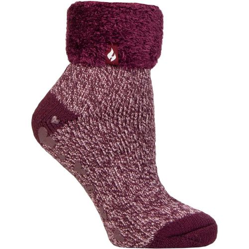 Ladies 1 Pair Lounge Feather Turn Over Cuff Socks Ara Cabernet 4-8 - Heat Holders - Modalova