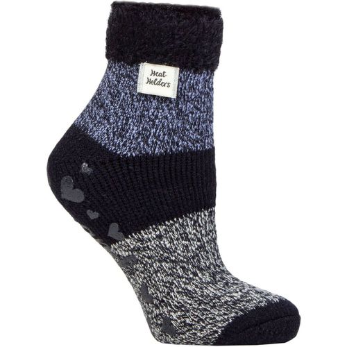 Women's 1 Pair Lounge Feather Turn Over Cuff Socks Auriga Navy / Lilac 4-8 - Heat Holders - Modalova