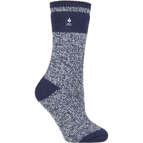 Women's 1 Pair SOCKSHOP 2.3 TOG Patterned Thermal Socks Sydney Block Stripe Soft Navy 4-8 Ladies - Heat Holders - Modalova