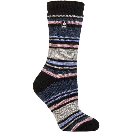 Women's 1 Pair SOCKSHOP 2.3 TOG Patterned Thermal Socks Geneva Multi Stripe Black Denim 4-8 - Heat Holders - Modalova